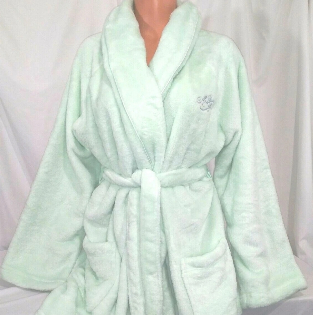 Victoria's Secret Angel Cozy Short Soft Mint Green Robe Plush Size M/L